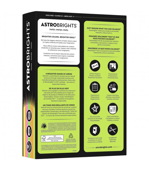 ASTROBRIGHTS® BRIGHT COLOR COVER PAPER, VINTAGE 5-COLOR ASSORTMENT, REAM/500SH