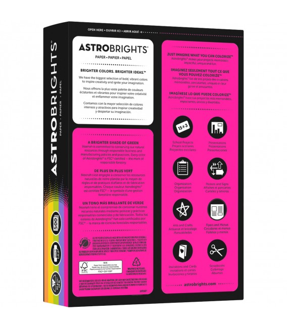 ASTROBRIGHTS® BRIGHT COLOR COVER PAPER, VINTAGE 5-COLOR ASSORTMENT, REAM/500SH