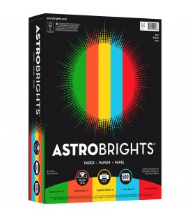 ASTROBRIGHTS® BRIGHT COLOR COVER PAPER, VINTAGE 5-COLOR ASSORTMENT, REAM/500SH