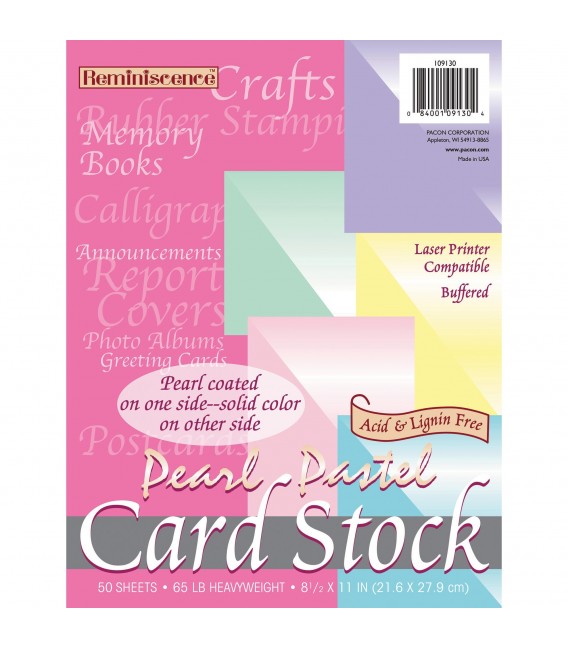 PACON® PEARL PASTELS CARD STOCK, ASSORTED COLORS, 5 COLORS/REAM