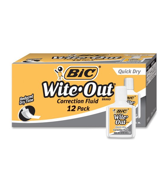 BIC® WITE-OUT® CORRECTION FLUID WITH FOAM APPLICATOR, WHITE