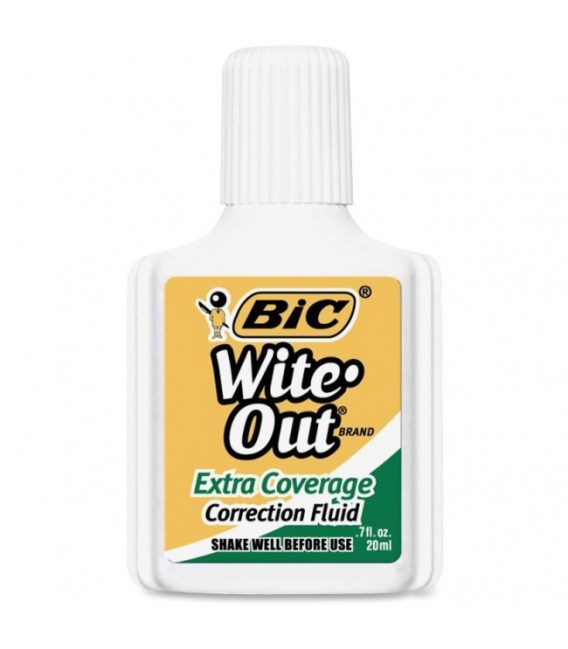 BIC® WITE-OUT® EXTRA COVERAGE CORRECTION FLUID, WHITE