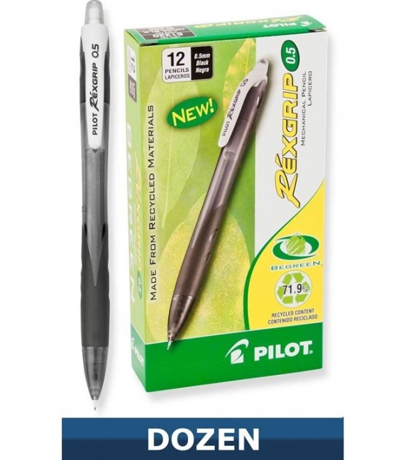 PILOT® REXGRIP, MECHANICAL PENCIL, 0.5mm DIAMETER, BLACK BARREL