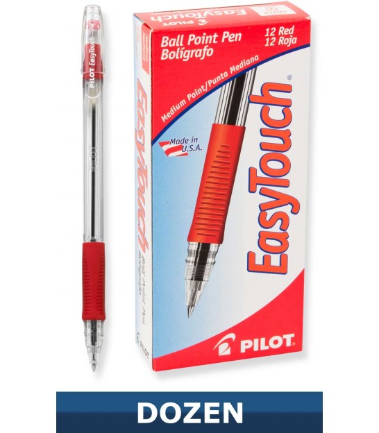 Pilot EasyTouch Retractable Ballpoint Pens – Fine Point, Black Ink, Pack Of 12 (32001)