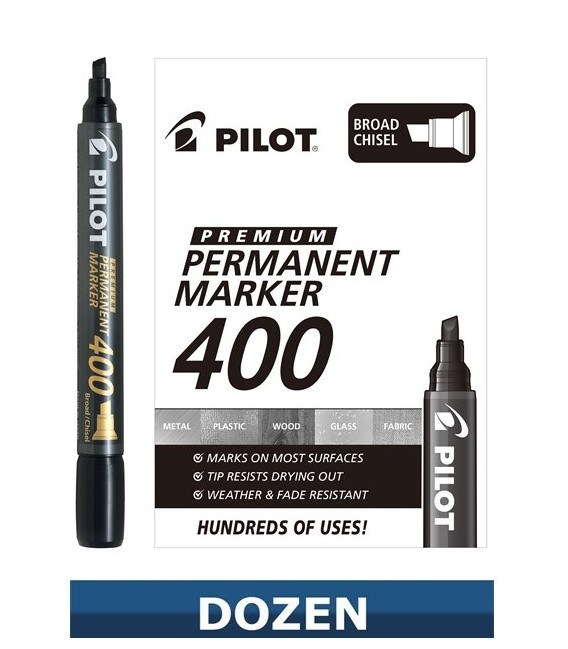 PILOT® PREMIUM 400, PERMANENT MARKER, 12 PACK BLACK