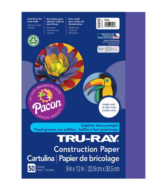 TRU-RAY® CONSTRUCTION PAPER 9" X 12" PURPLE COLOR, 50 SHEETS