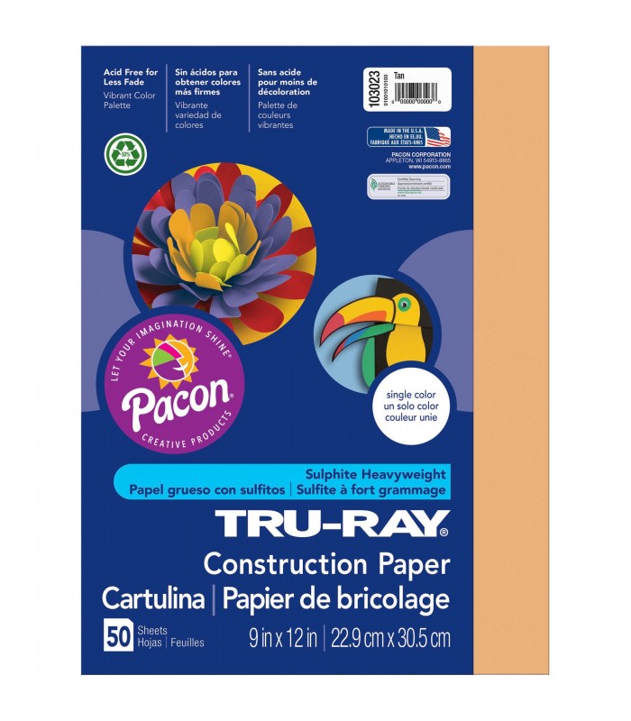 TRU-RAY® CONSTRUCTION PAPER 9 X 12 TAN COLOR, 50 SHEETS - Multi
