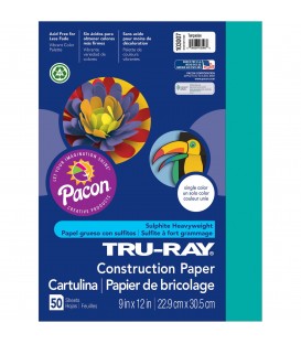 TRU-RAY® CONSTRUCTION PAPER 9" X 12" TURQUOISE COLOR, 50 SHEETS