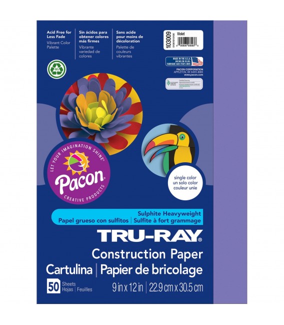 TRU-RAY® CONSTRUCTION PAPER 9" X 12" VIOLET COLOR, 50 SHEETS