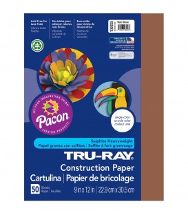 TRU-RAY® CONSTRUCTION PAPER 9" X 12" WARM BROWN COLOR, 50 SHEETS