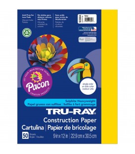 TRU-RAY® CONSTRUCTION PAPER 9" X 12" YELLOW COLOR, 50 SHEET