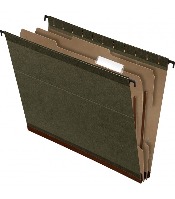 PENDAFLEX® SUREHOOK® REINFORCED HANGING FOLDERS, 2 DIVIDERS, STANDARD GREEN