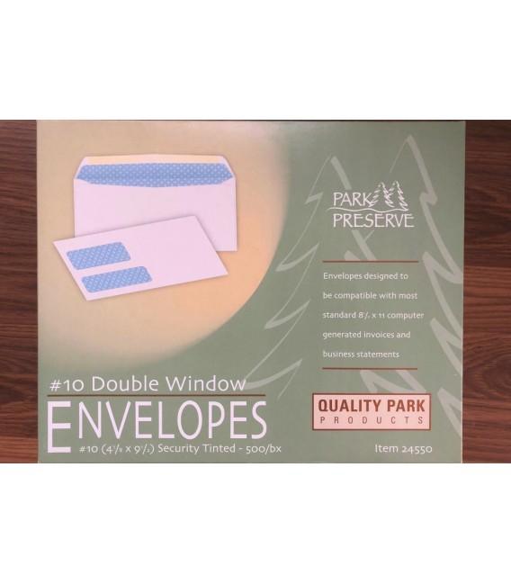 QUALITY PARK, NO. 10 DOUBLE WINDOW, ENVELOPES FOR INVOICE/CHECK MAILER, SECURITY TINTED