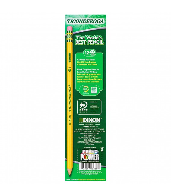 TICONDEROGA® YELLOW BARREL No. 2 SOFT PENCILS, SHARPENED