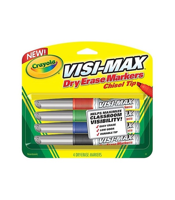 CRAYOLA® VISI-MAX™, DRY-ERASE MARKER, 4 ASSORTED COLORS