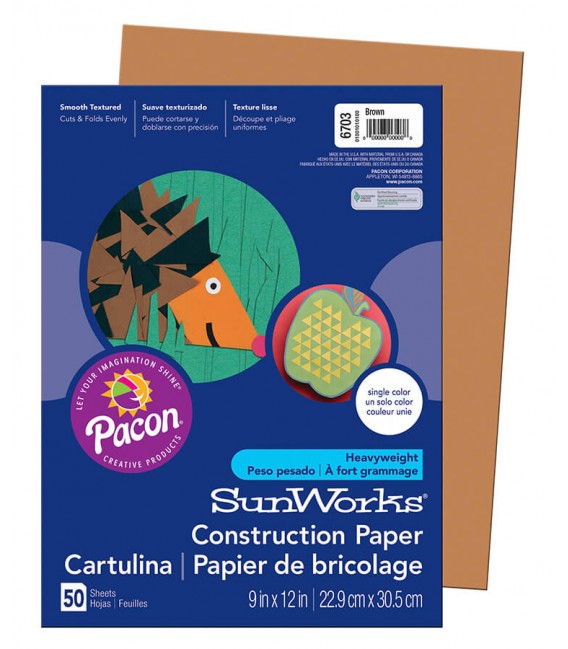 SUNWORKS® CONSTRUCTION PAPER 9" X 12" BROWN, 50 SHEETS