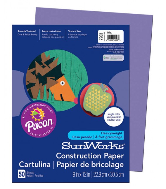 SUNWORKS® CONSTRUCTION PAPER 9" X 12" VIOLET COLOR, 50 SHEETS