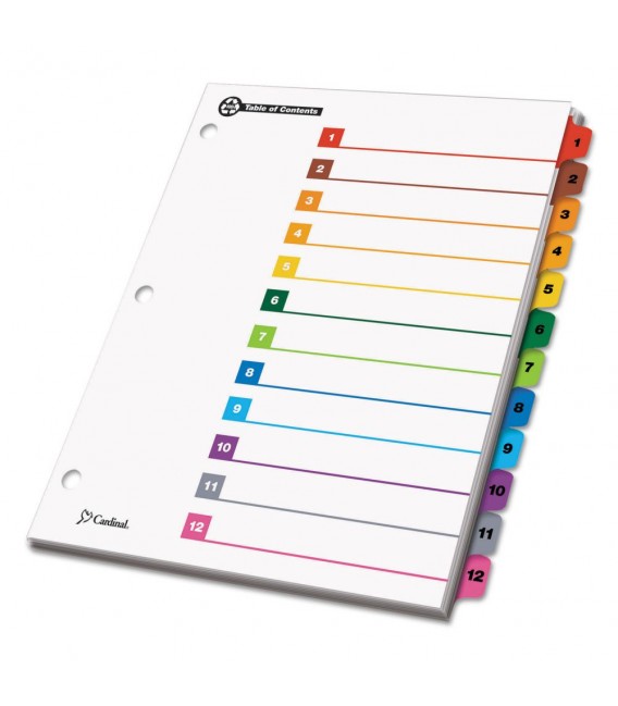 CARDINAL® ONESTEP® PRINTABLE TABLE OF CONTENTS INDEX, MULTICOLOR, 1/ST