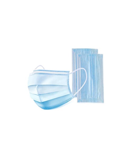 FACE MASK, DISPOSABLE, 3-PLY EAR-LOOP,  50 EACH