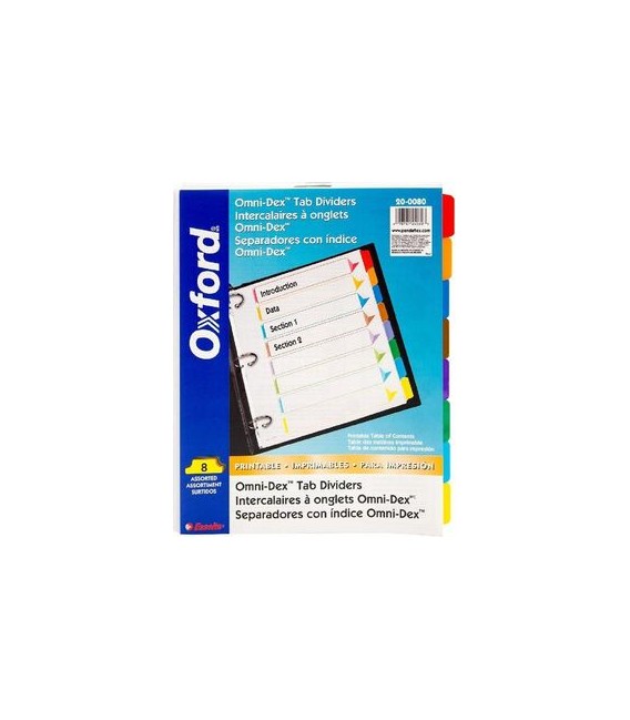 OXFORD® OMNI-DEX, TAB DIVIDERS PRINTABLE, ASSORTED 1/ST