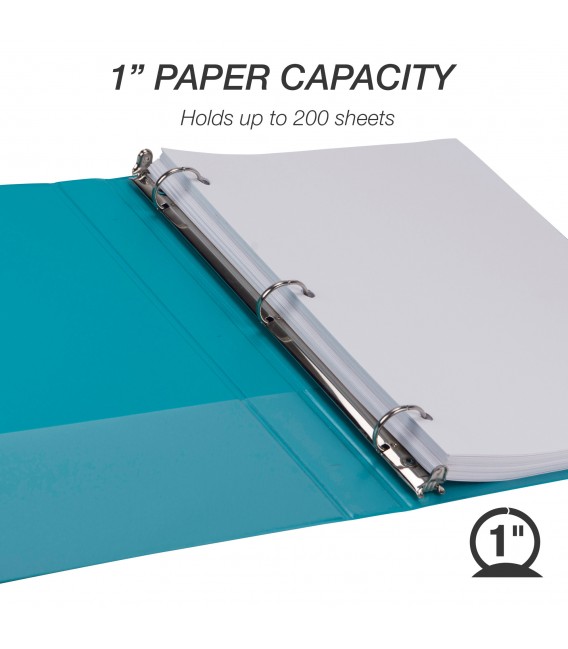 SAMSILL® EARTH'S CHOICE FASHION COLOR VIEW BINDERS, TURQUOISE 1"