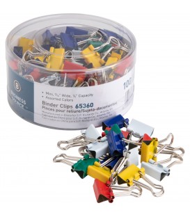 BUSINESS SOURCE® BINDER CLIPS COLORED MINI 1/4", 100/PACK