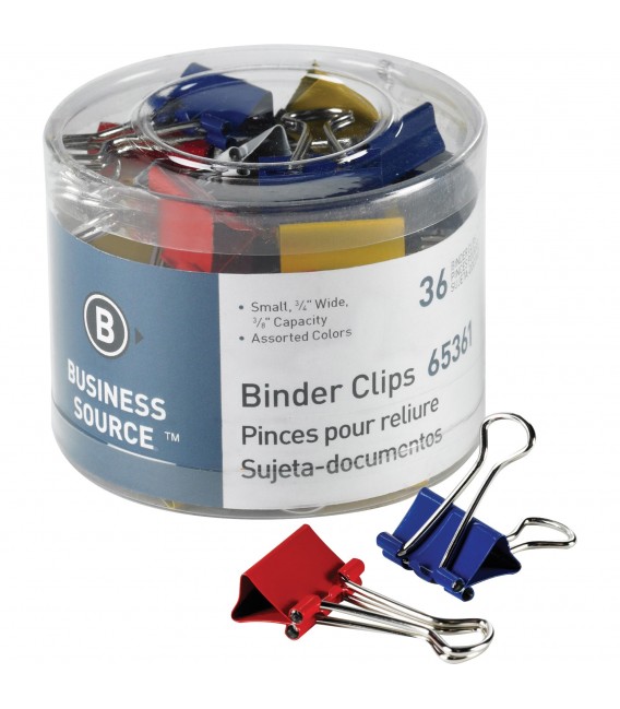 BUSINESS SOURCE® BINDER CLIPS COLORED SMALL 3/8", 40/PACK