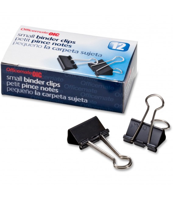 OFFICEMATE OIC® BINDER CLIPS BLACK SMALL 3/8", 12/PACK