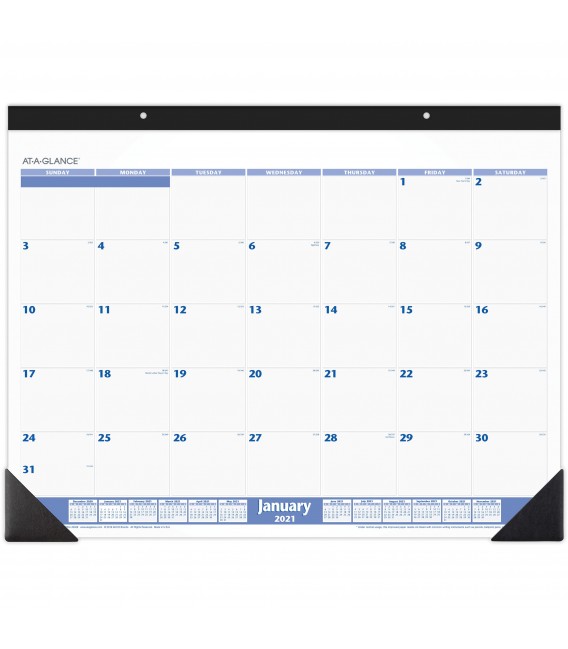 AT-A-GLANCE® 2021 MONTHLY DESK PAD WALL CALENDAR BLUE, 1 EACH