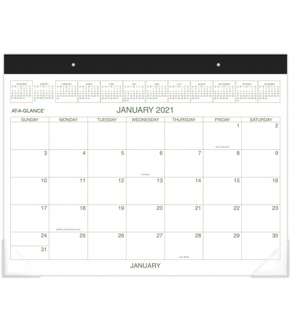 AT-A-GLANCE® 2021 TWO-COLOR MONTHLY DESK PAD WALL CALENDAR, 1 EACH