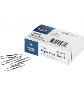 BUSINESS SOURCE® PAPER CLIPS N. 1 SILVER STEEL, 10 PACK