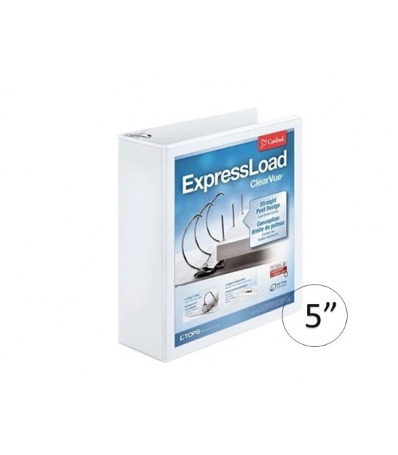 CARDINAL® EXPRESS LOAD™ CLEARVUE™ BINDERS, 5" WHITE