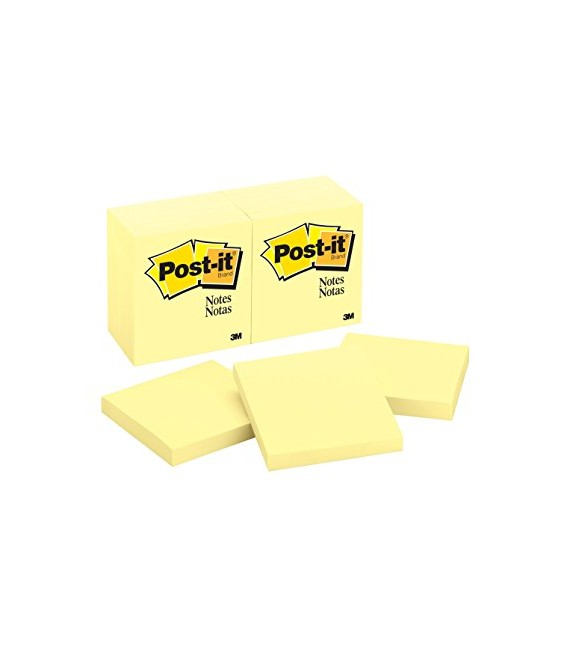 POST-IT® NOTES, 3" x 3", CANARY YELLOW, 12 PADS/PACK