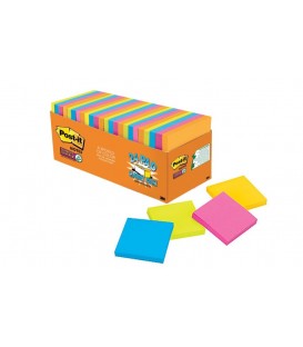 POST-IT® SUPER STICKY NOTES, 3" X 3", RIO DE JANEIRO COLLECTION, 24 PADS/CABINET PACK