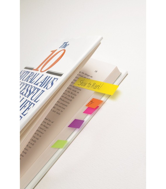 POST-IT® PAGE MARKERS, 1/2" WIDE, ASSORTED COLORS, 500 FLAGS/PACK