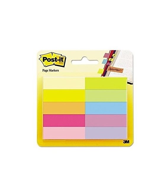 POST-IT® PAGE MARKERS, 1/2" WIDE, ASSORTED COLORS, 500 FLAGS/PACK