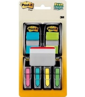 POST-IT® FLAG BONUS PACK W/FREE DURABLE TABS, 1" and 1/2", ASSORTED COLORS, 196 FLAGS/PACK