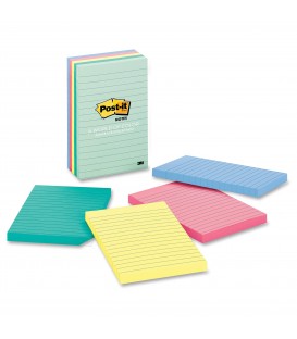 POST-IT® NOTES, 4" X 6", MARSEILLE COLLECTION, LINED 5 PADS/PACK