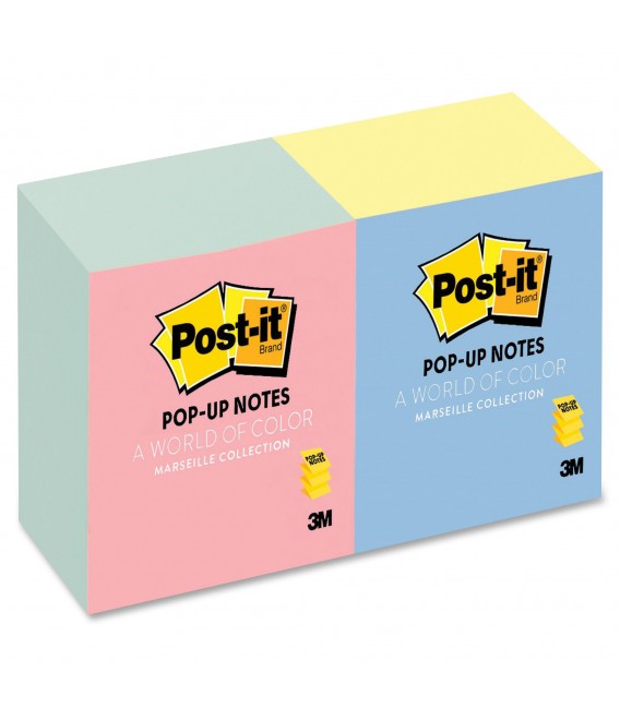 POST-IT® POP-UP NOTES, 3" X 3", MARSEILLE COLLECTION, 12 PADS/PACK