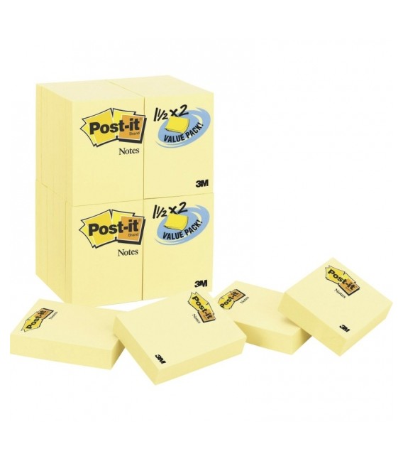 POST-IT® NOTES VALUE PACK, 1 1/2" x 2", CANARY YELLOW, 24 PADS/PACK