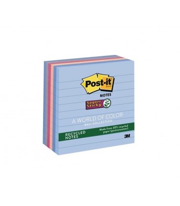 POST-IT® RECYCLED SUPER STICKY NOTES, 4