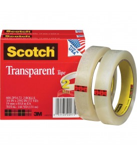 SCOTCH® TRANSPARENT TAPE, 3/4" x 2592", 2/Pack