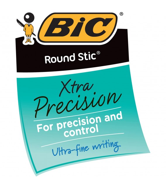 BIC® ROUND STIC® XTRA-PRECISION BALL POIN, BLACK 1DOZEN