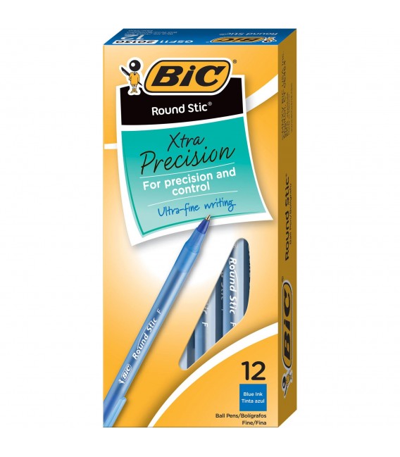 BIC® ROUND STIC® XTRA-PRECISION BALL POIN, BLUE 1DOZEN