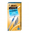 BIC® ROUND STIC®, GRIP XTRA-CONFORT BALL POIN, BLUE, DOZEN