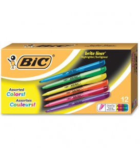 BIC® BRITE LINER® HIGHLIGHTERS, ASSORTED COLORS, BOX