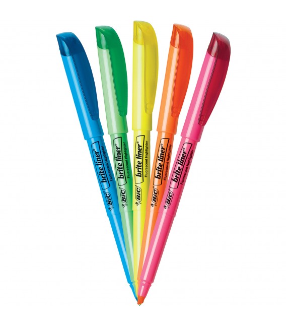 BIC® BRITE LINER® HIGHLIGHTERS, ASSORTED COLORS, 5/SET