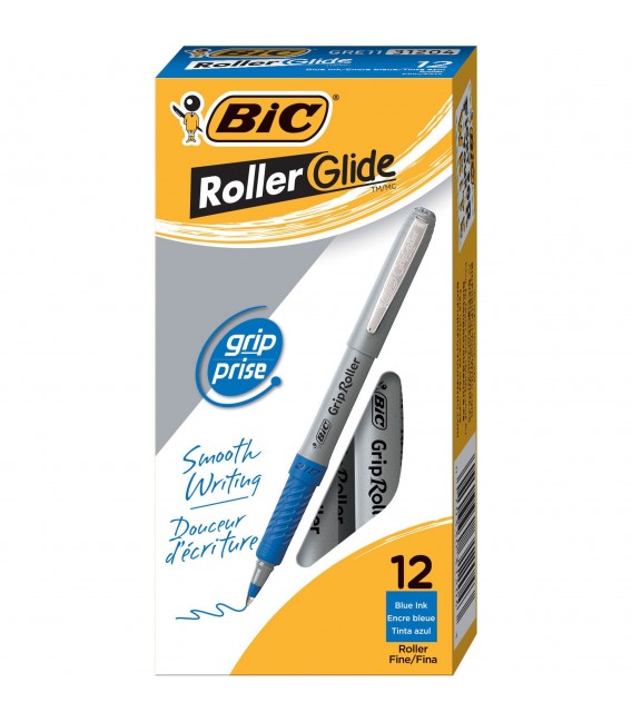 BIC® GRIP ROLLER-GLIDE™, ROLLER PEN, BLUE DOZEN