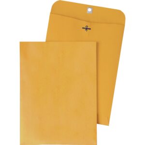 QUALITY PARK® BROWN KRAFT ENVELOPES, 9" X 12", METAL CLASP AND GUM CLOSURE