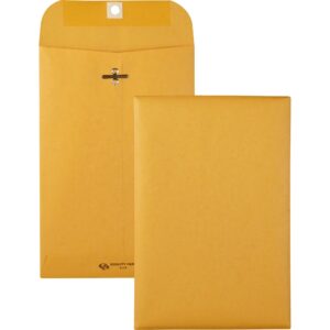 QUALITY PARK® BROWN KRAFT ENVELOPES, 6" X 9", METAL CLASP AND GUM CLOSURE